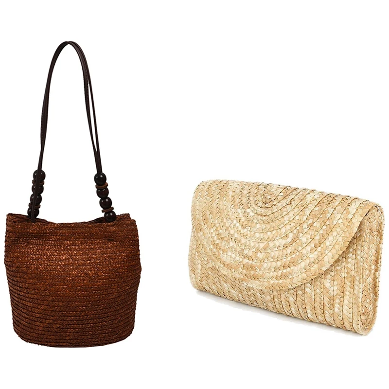 

Женский соломенный клатч, размеры 28X18X5 см и 28X26X25 см