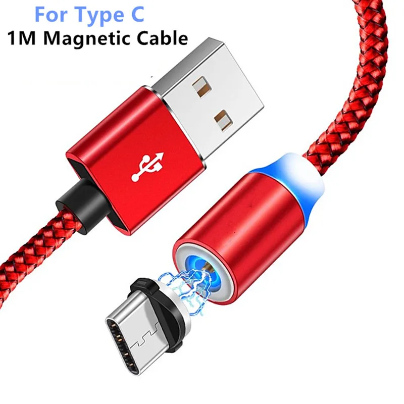 Red Type C Cable Для samsung galaxy S8 M20 A30 A40 A70 A7 A5 htc U11 Honor 9X9 10 20 Pro магнит Тип C кабель для зарядки USB Зарядное устройство Кабо-Тип C - Цвет: Red Type C Cable
