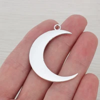 12 x silver color large crescent moon charms pendants 2 sided fit necklaces jewelry making findings 44x31mm