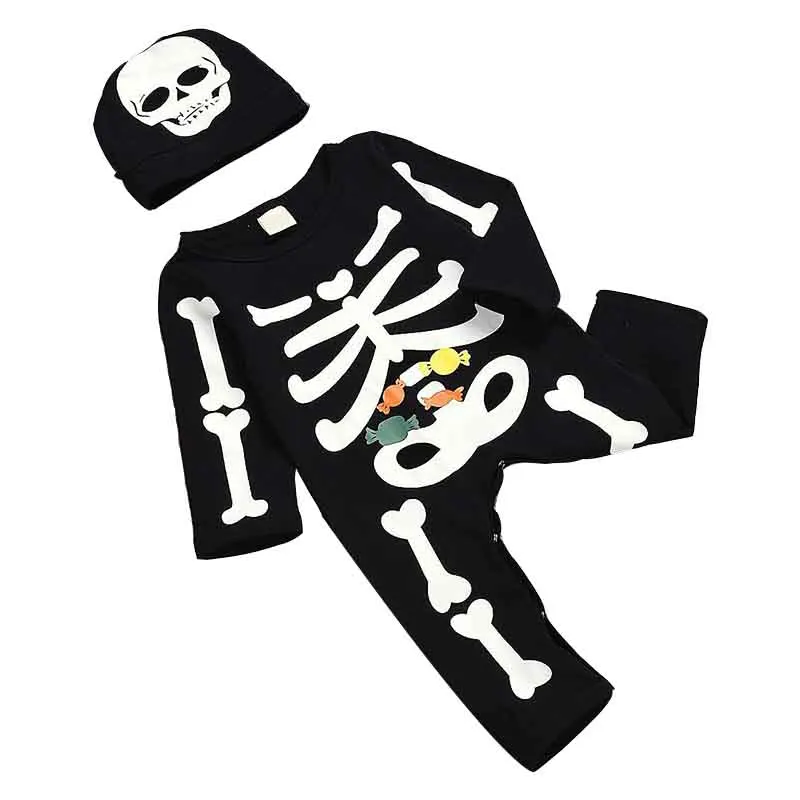 Новые комбинезоны на Хэллоуин из 2 предметов для новорожденных мальчиков и