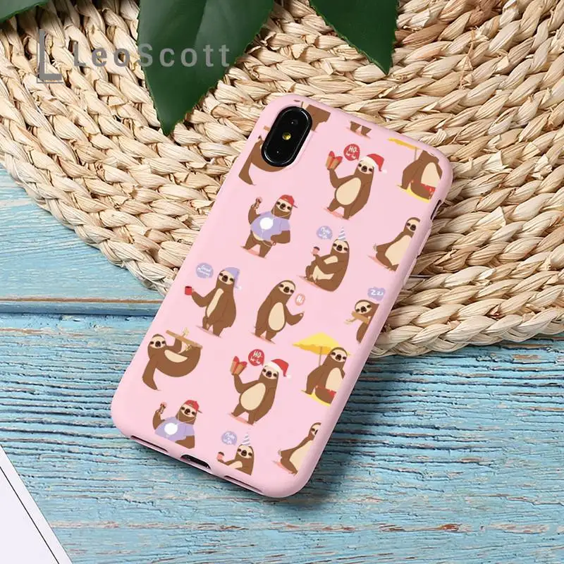 

Cute animal yoga sloth Phone Case Candy Color for iPhone 11 12 mini pro XS MAX 8 7 6 6S Plus X 5S SE 2020 XR