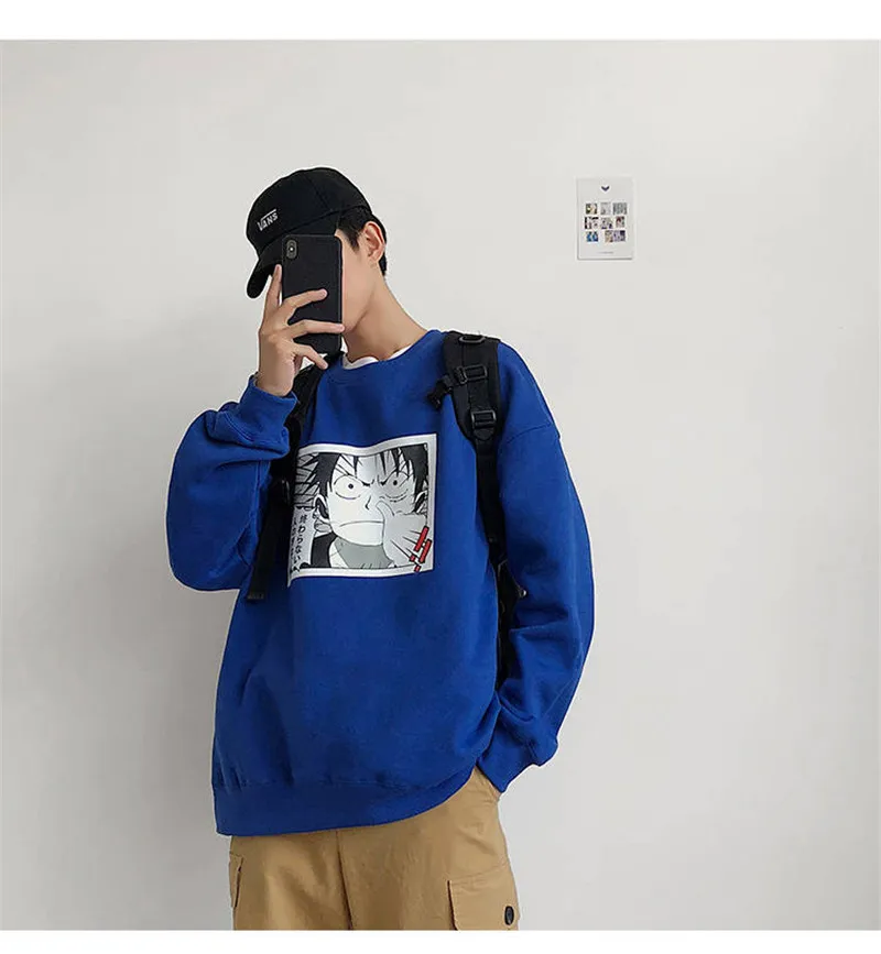 5XL длинный рукав Цельный толстовки Япония Harajuku толстовки Мода хип хоп Толстовка Уличная Повседневная Осенняя Толстовка смешные мужские