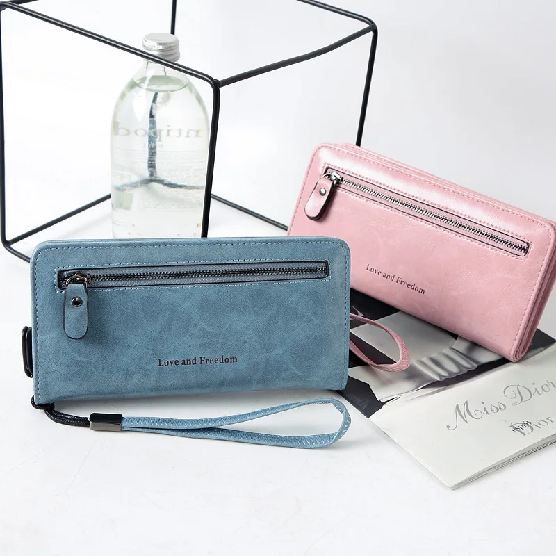 

Fashion New Women's Wallet Carrying Casual Bag for Women Long Zipper Multi-functional Retro Simple Large-Volume Leather Wallet