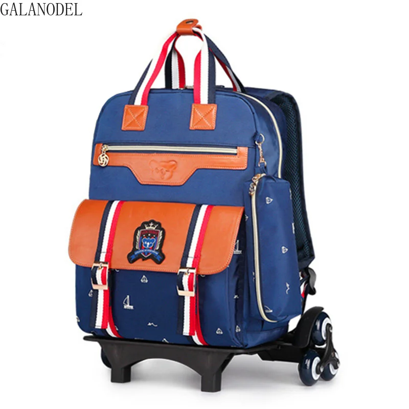Дети колесных школьные сумки рюкзак для девочек и мальчиков чемодан на колесиках