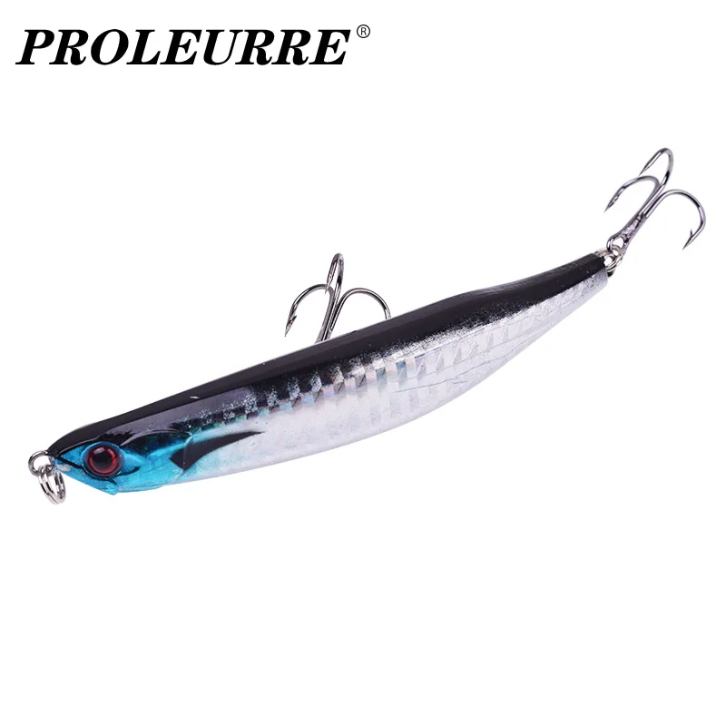

1Pcs Floating Pencil Fishing Lures 90mm 7.5g Artificial Hard Baits Treble Hooks Tackle Bending Shape Lure for Sea Bass Pesca