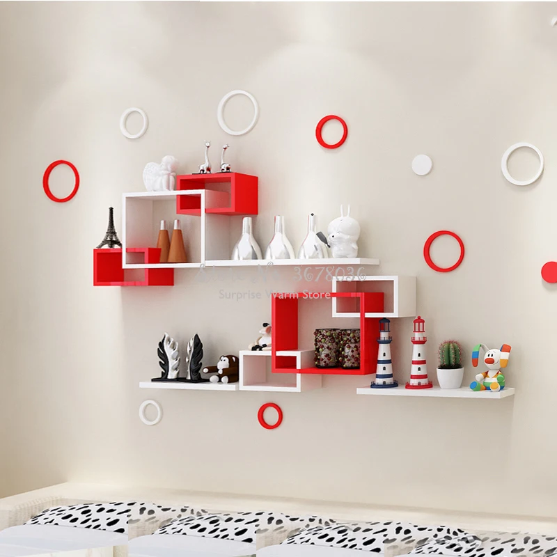 

3Pcs/set Wall Shelf Creative Bedroom Living Room Decorative Background Wall Hanging Shelf Lattice Trellis Partition Wall Decor
