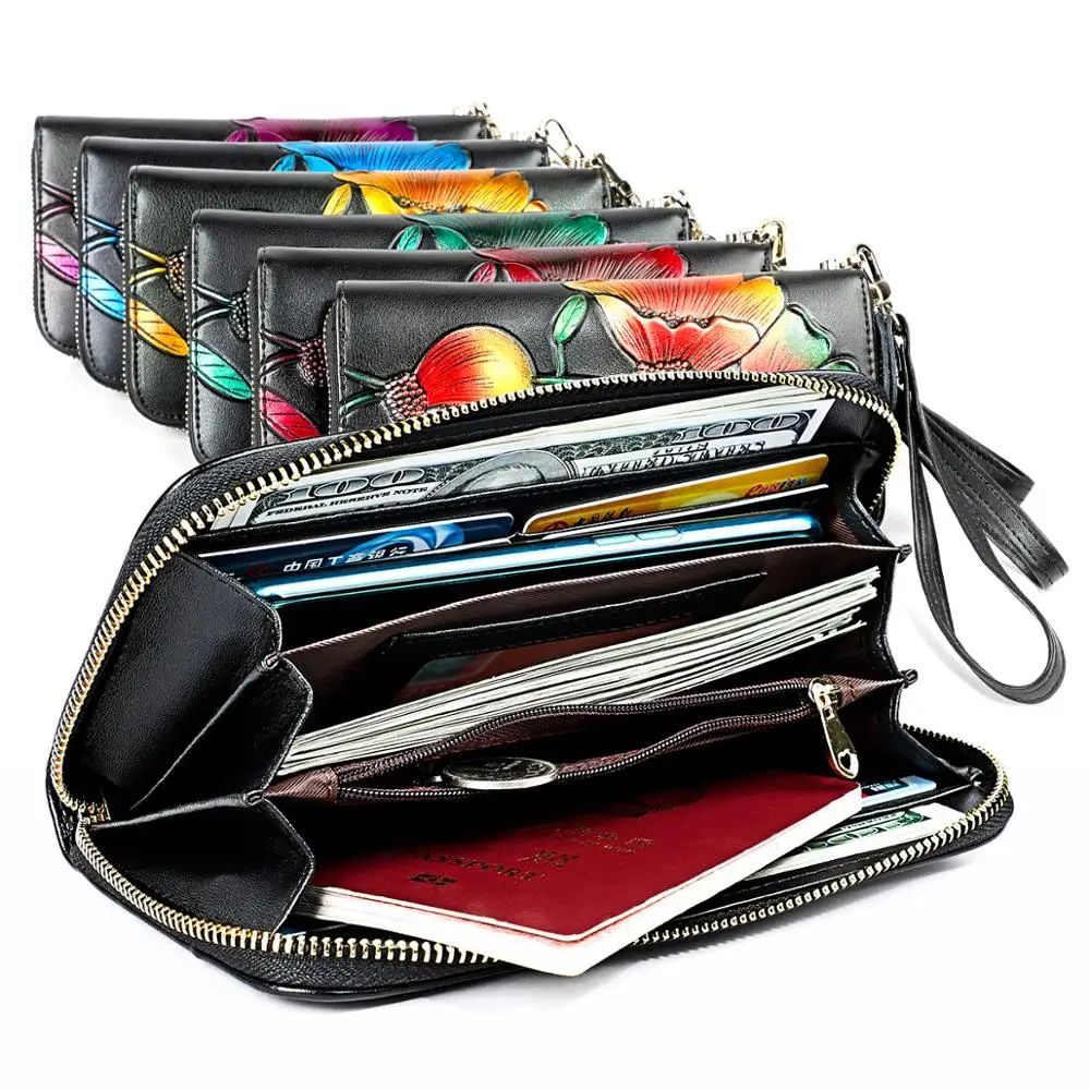 3D тисненый кошелек с цветами модный дизайн женский длинный Повседневный чехол