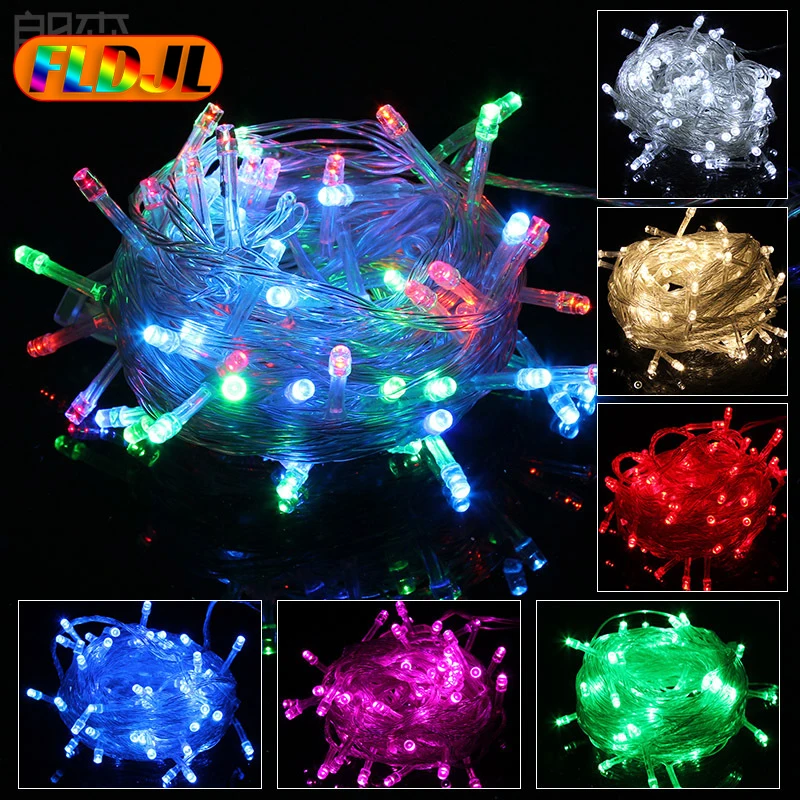 

Рождесветильник гирлянда, 10 м, 20 м, 30 м, светодиодная гирлянда, Сказочная гирлянда, 8 режимов, уличные рождественские светильники для свадьбы,...