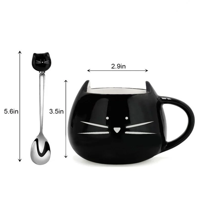 

Ceramic Cute Cat Mugs With Spoon Coffee Tea Milk Animal Cups With Handle 380ml Drinkware Nice Gifts