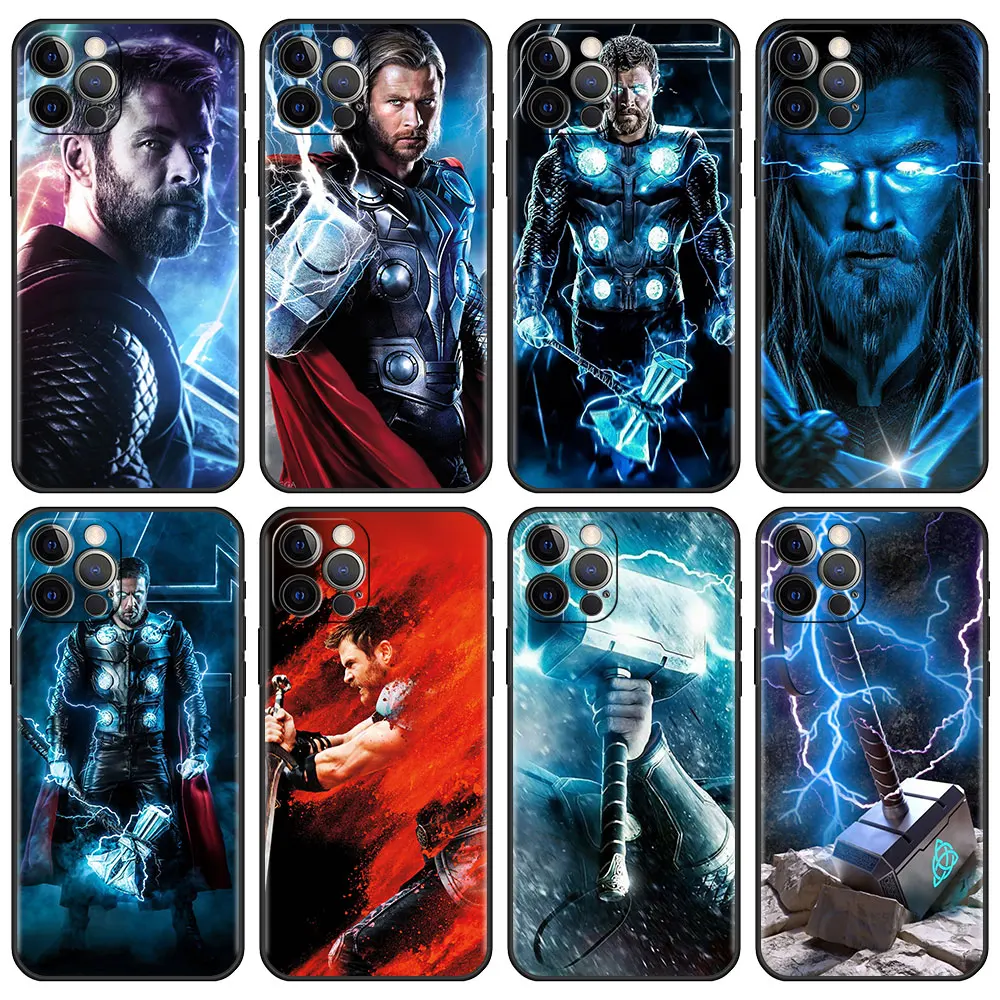 

MARVEL Phone Case for iPhone 13 6.1 inches 12 Mini 11 Pro 7 XR X XS Max 6 6S 8 Plus 5 5S SE Soft Cover Thor