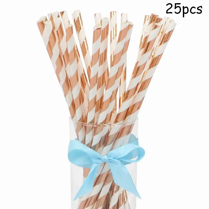25 pcs straw 10 шт./лот, 18 дюймов, розовое золото, сердце, фольга, шары, свадьба, день рождения, вечеринка, декор для детского душа, принадлежности, подарки на день Святого Валентина - Цвет: 25 pcs straw