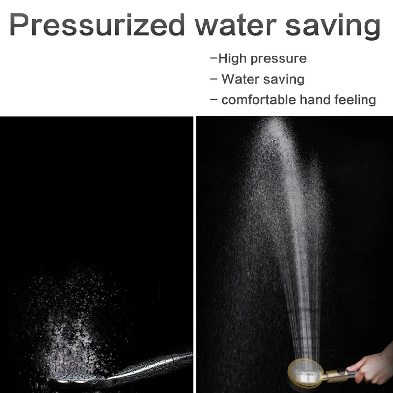 Насадка для душа высокого давления с кнопкой включения/выключения вращается на