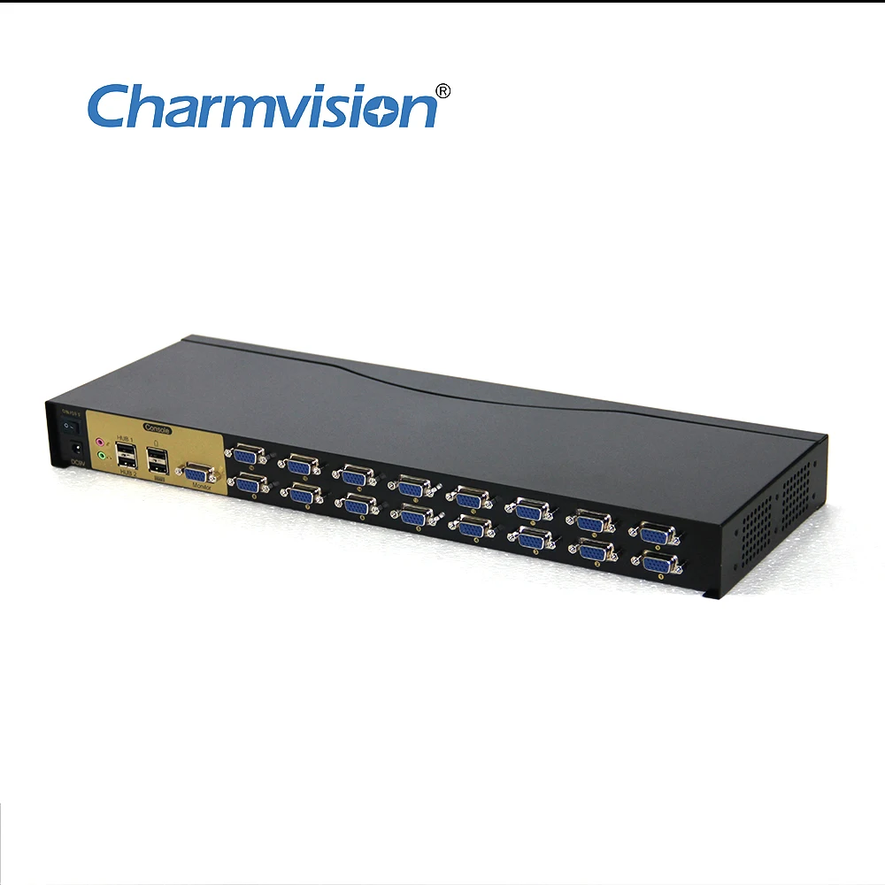 Charmvision UVK1601A 16 шт. USB VGA Аудио KVM переключатель с 1U стойкой Hot key 4 USB2.0 пульт