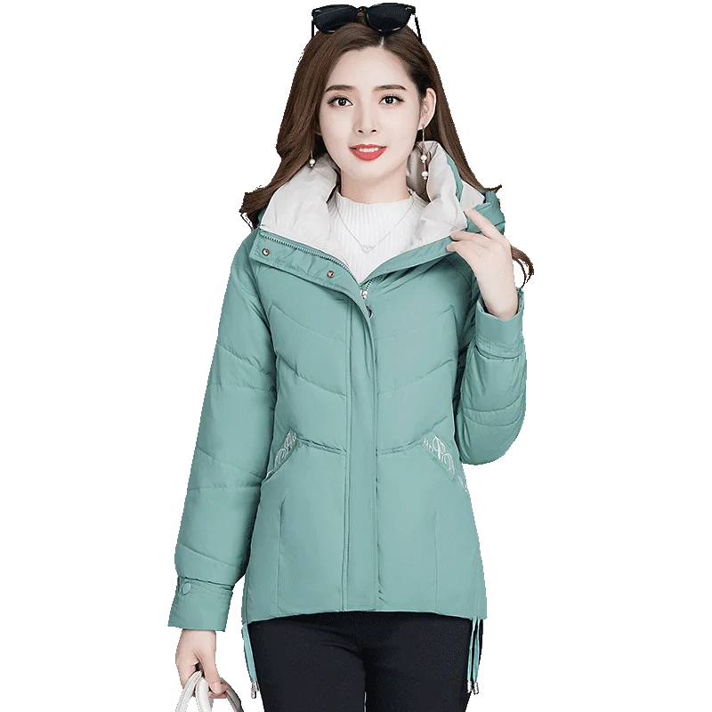 

Hooded down cotton padded jacket women's short 2020 winter new Korean version slim little mom fashion cotton padded jacket