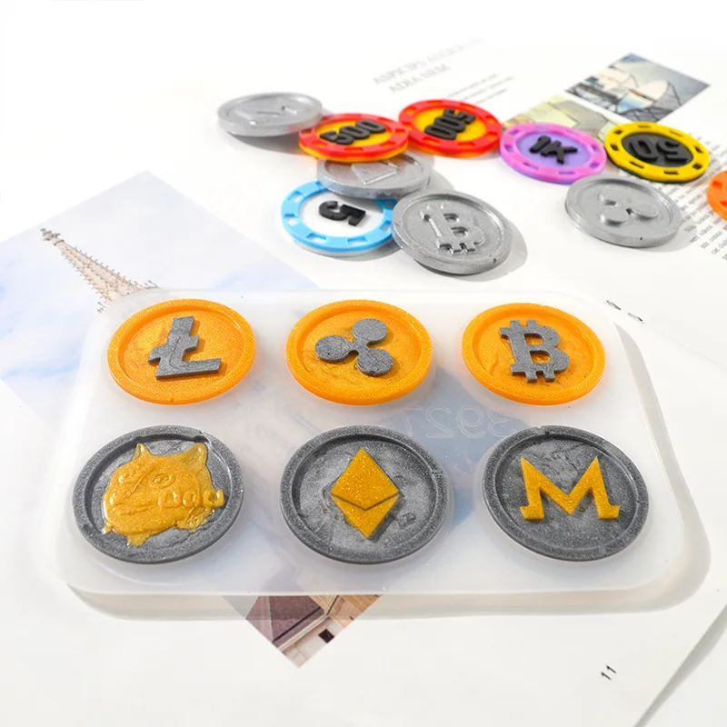 Keychain Pendant Resin Mold 3D Bitcoin Silicone Mold DIY Pendants UV Resin Jewelry Making Tools Casting Mould