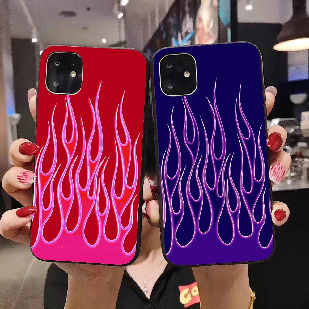 Модный чехол для телефона с розовым пламенем iPhone12Pro XS MAX 7 SE 2020X11 Pro XR 8 6 Plus огненная