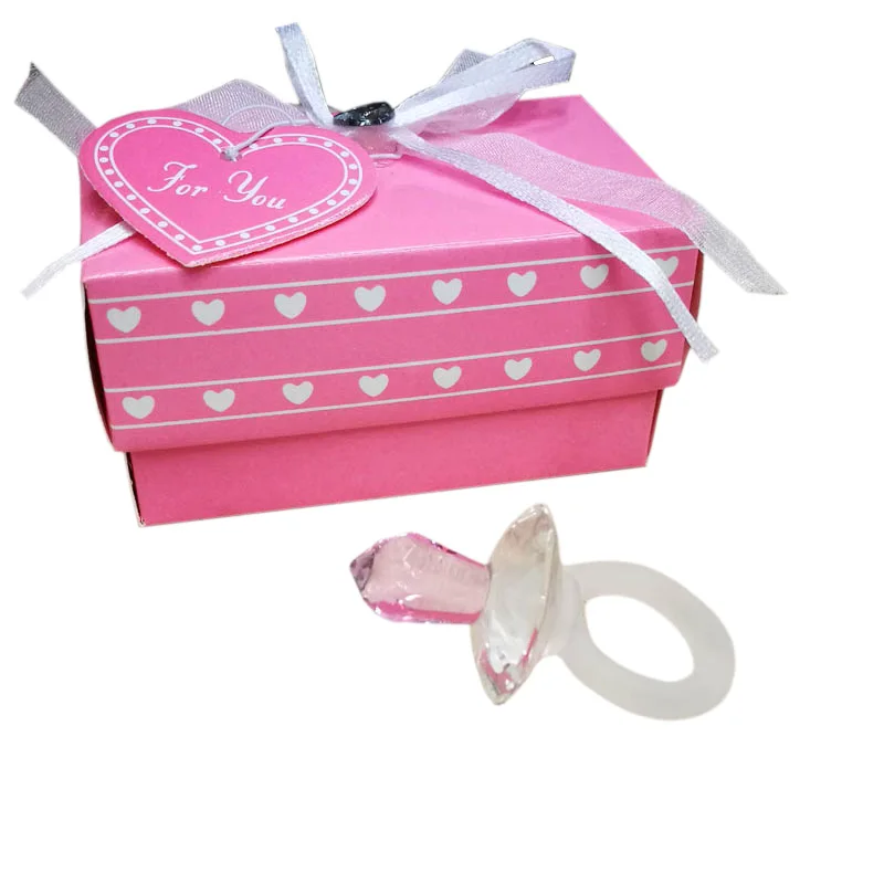 100pcs/lot crystal gift of Crystal blue /pink pacifier Baby Shower favors Christening gifts | Дом и сад