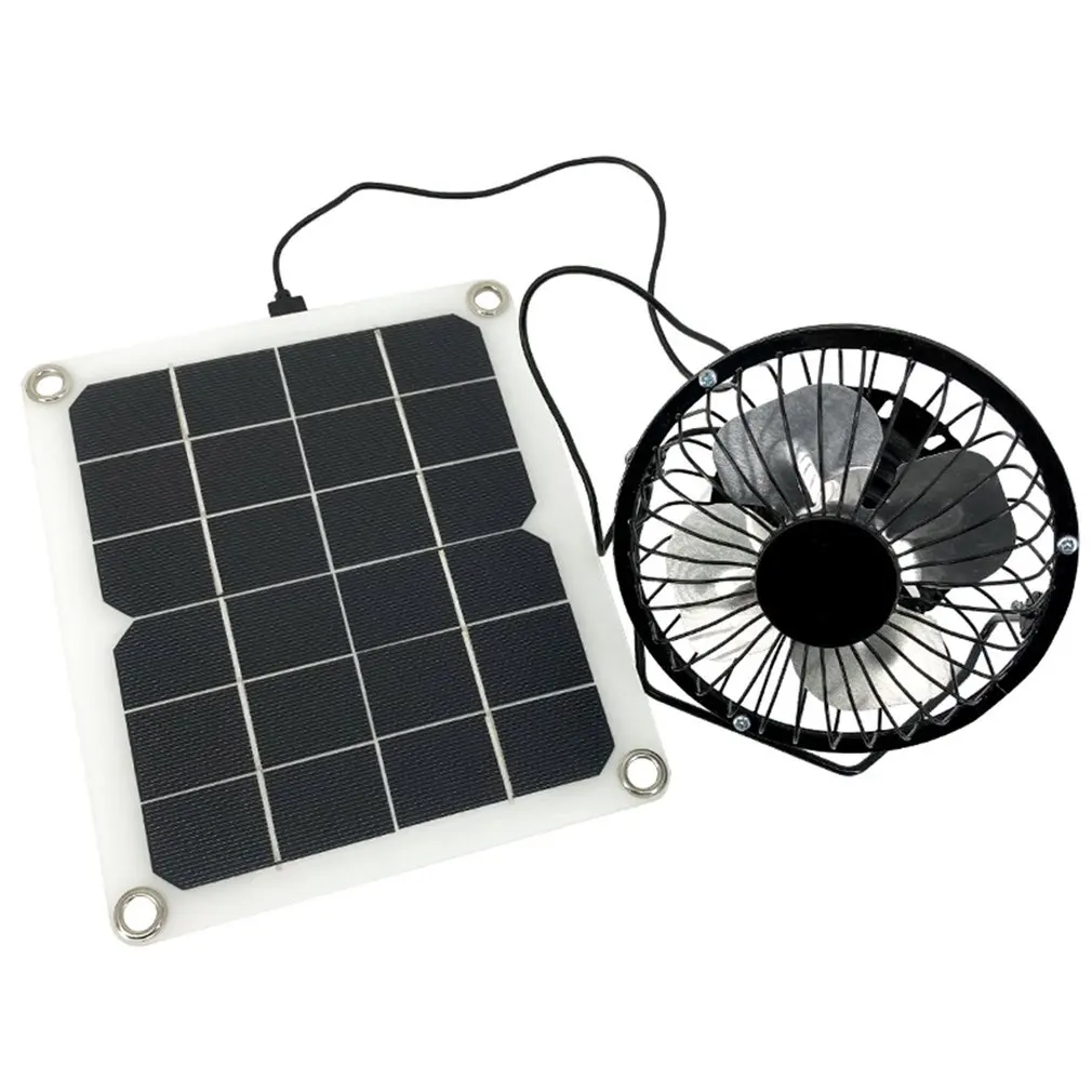 

6V 10W Solar Powered Panel 6Inch USB Cooling Fan Power Bank Fan For Home Office Outdoor Traveling Cooling Ventilation Fan