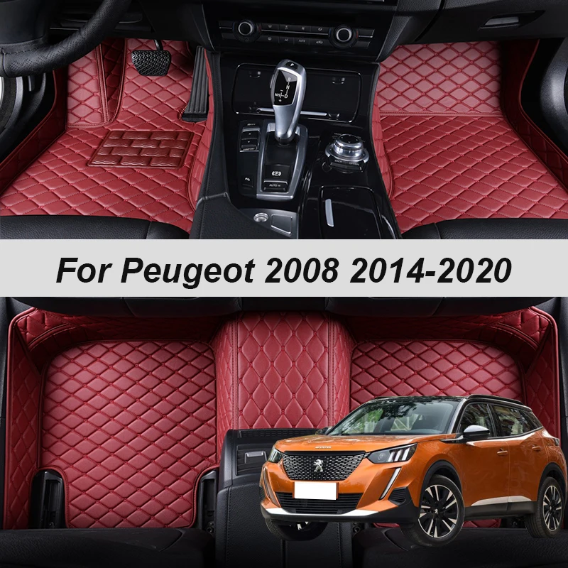 100% Fit Custom Made Leather Car Floor Mat For Peugeot 2008 2014 2015 2016 2017 2018 2019 2020 Carpets Rugs Foot Pad Accessories