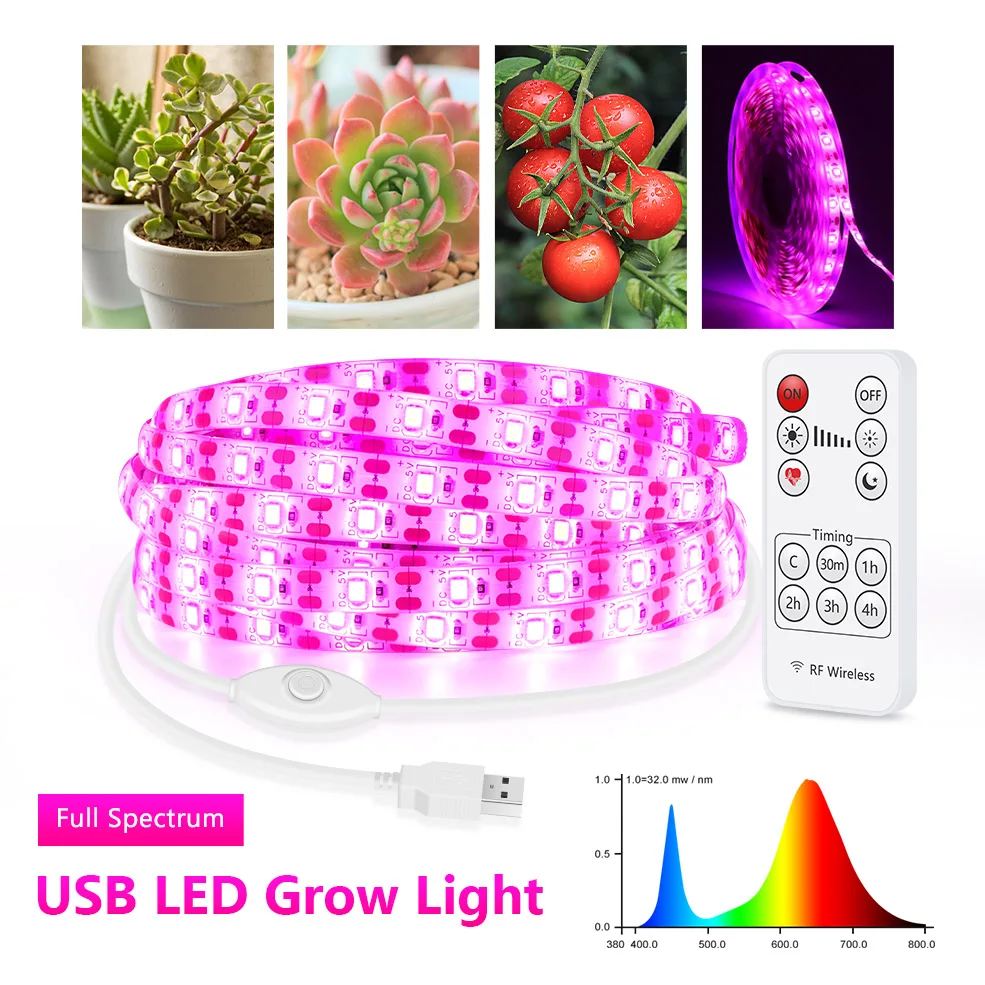 

Full Spectrum Grow Light Strip Led Lamp Indoor Plant SMD2835 5V USB Phyto Tape 1m 2m 3m 4m 5m for Grow Flower Seeding Greenhouse