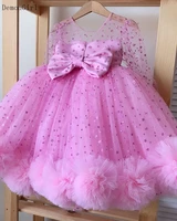 pink girls ball gowns bling bling glitter tiers big bottom dresses custom girls birthday dress party gowns