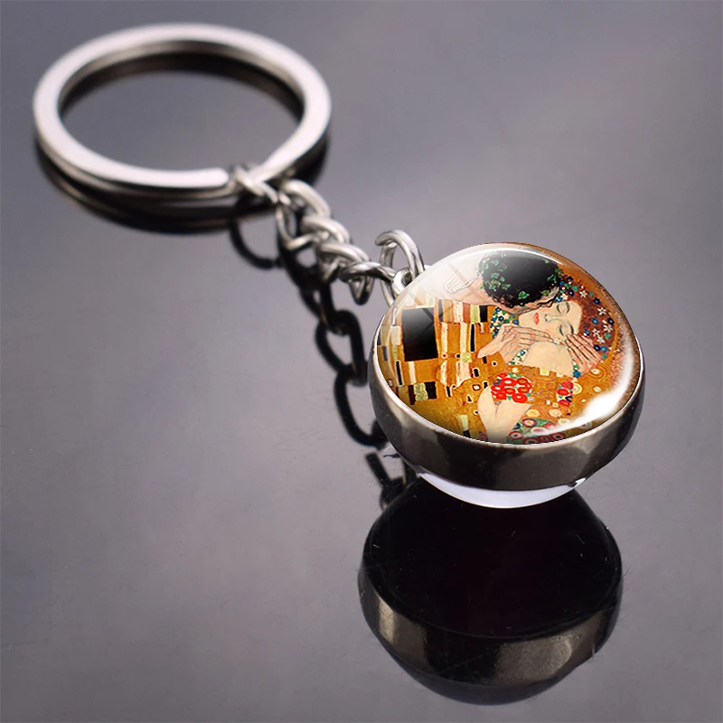 Брелок с изображением поцелуя Густава Климта фотография стеклянный шар брелок