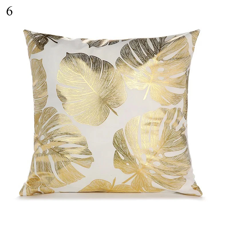 

Bronzing geometric leaves Sofa Decorative Cushion Cover Pillow Pillowcase Polyester 45*45 Throw Pillow Home Decor Pillowcover
