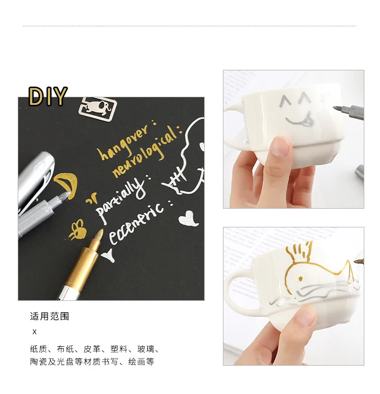 2 шт. DIY металлическая водостойкая Перманентная Краска Маркер ручки Sharpie золото и серебро 1,5 мм студенческие принадлежности ручка для рукоделия художественная краска ing