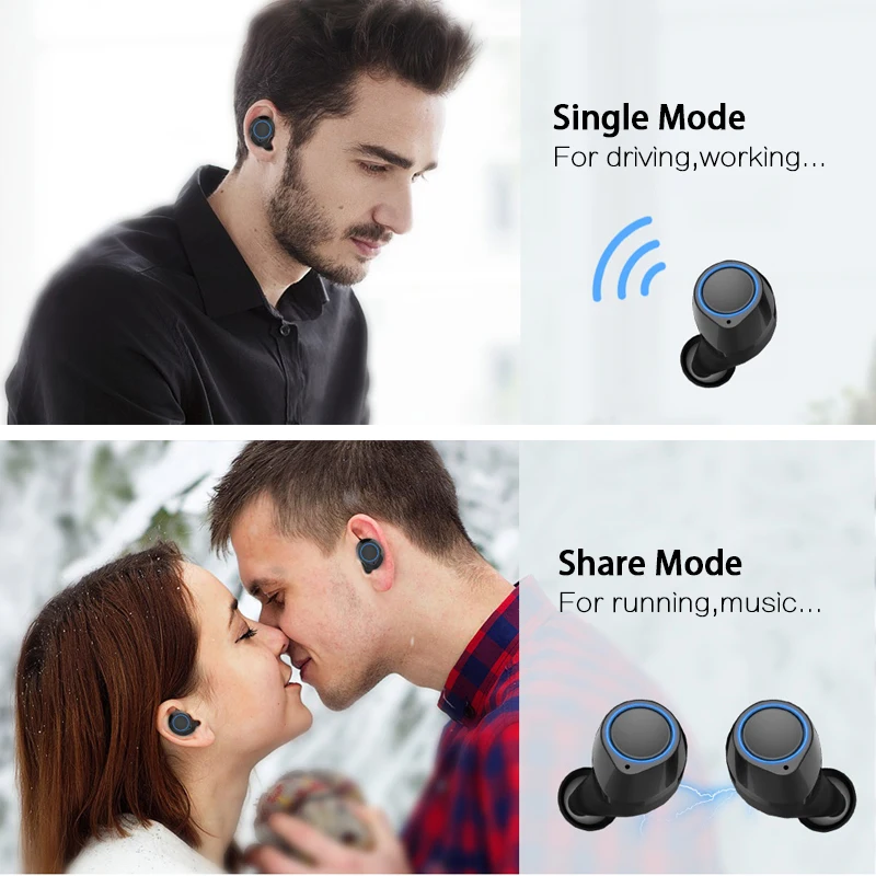 Bluetooth наушники беспроводные стерео с шумоподавлением мини микрофоном для Samsung