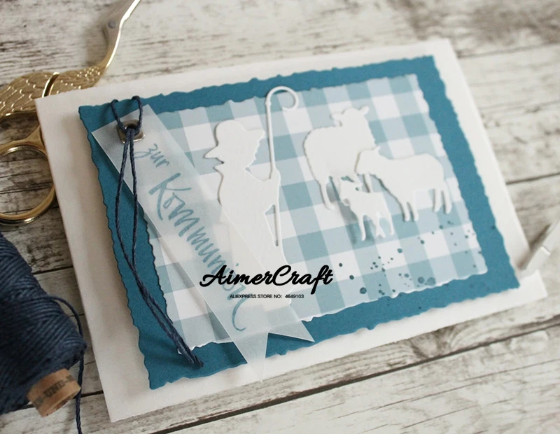 Металлические Вырубные штампы в виде рождественской овчарки зеркальные для