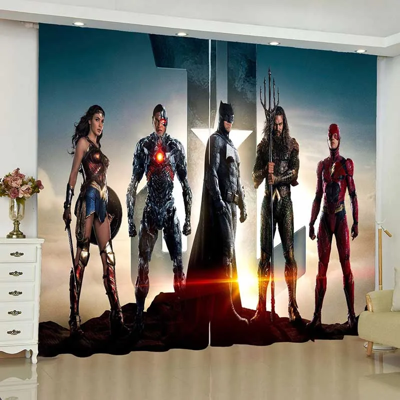 Justice League, занавески для окна, DC, Бэтмен, Wonder Woman, жалюзи, портьеры на окно, Затемненные занавески для гостиной - Цвет: 12