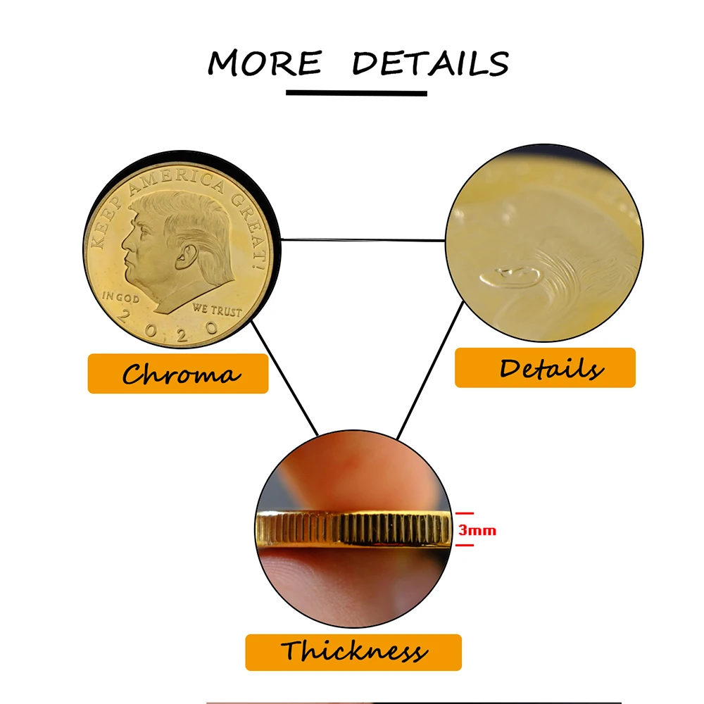 

US Donald Trump Gold Commemorative Coin Challenge for Collection