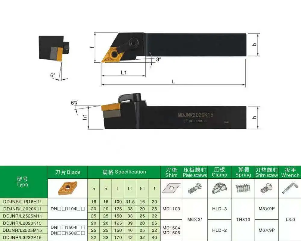 Держатель инструмента DDJNR для токарного станка DDJNR2020K15 DDJNR2525M15 поворотный