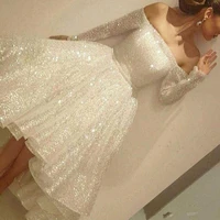glitter white sequin cocktail party dress short 2021 boat neck full sleeve special occasion dresses gilrs homecoming prom wear