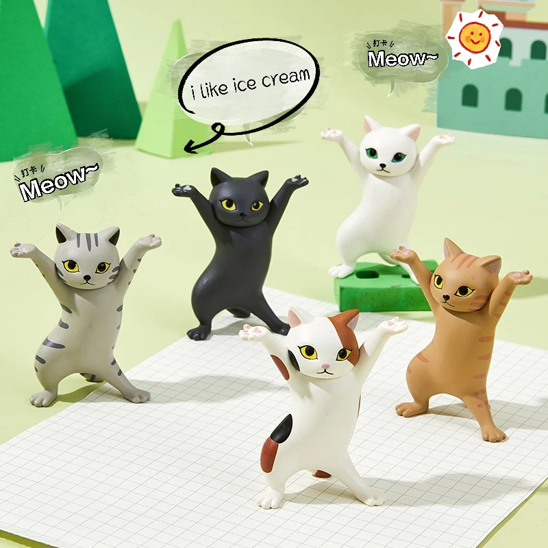 Держатель для ручек Qualia Cartoon Cat Pen Holder Bracket Funny Cute Kawaii Decor Decoration Handmade Enchanting Coffin Dance Doll Toys.
