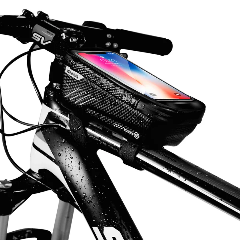 

WILD MAN New Bike Bag Frame Front Top Tube Cycling Bag Waterproof 6.6in Phone Case Touchscreen Bag MTB Pack Bicycle Accessories