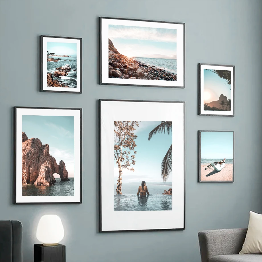 Тропический пляж пальма естественное искусство настенные плакаты и принты в