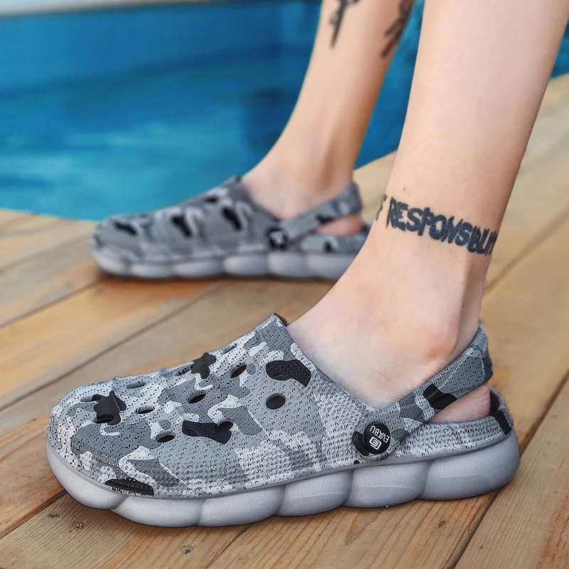 

2021 Men Women Summer Sandal Mesh Breathable Padded Beach Flip Flops Shoes Solid Flat Bath Slippers Camouflage Zapatos Hombre
