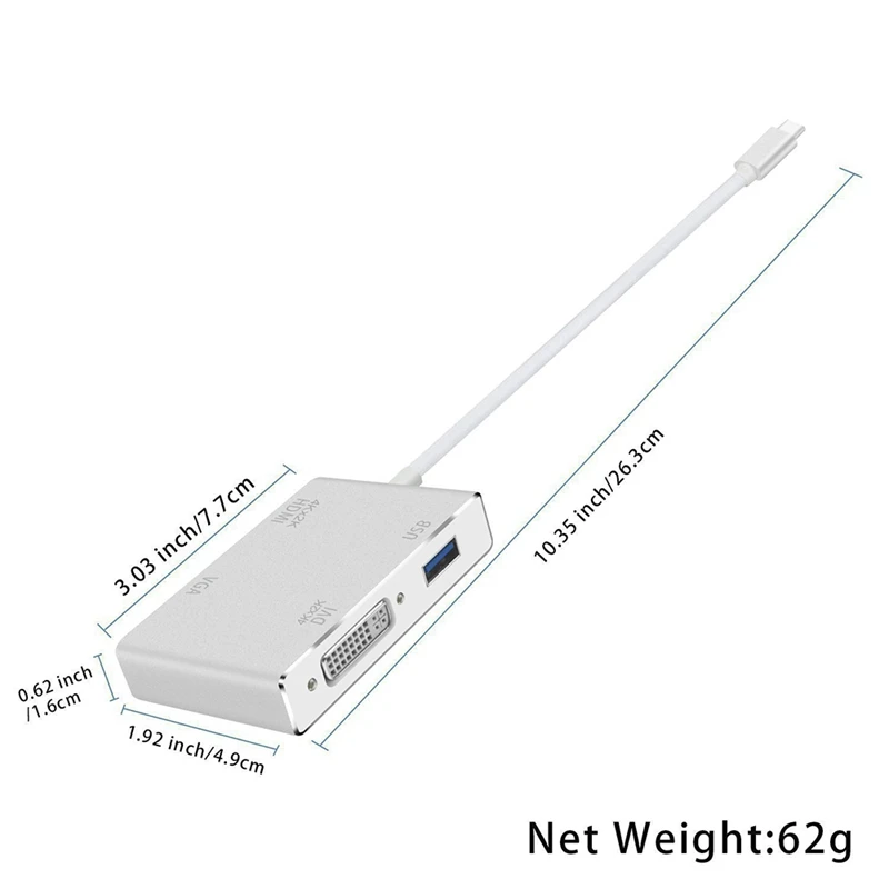 4 в 1 Usb 3 Type C к Hdmi Vga Dvi 0 выход Расширенный концентратор 4K 1080P 3D видео конвертер для