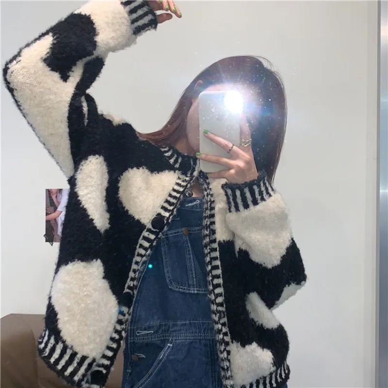 Woherb японский модный кардиган в стиле Харадзюку с коровьим узором Женский