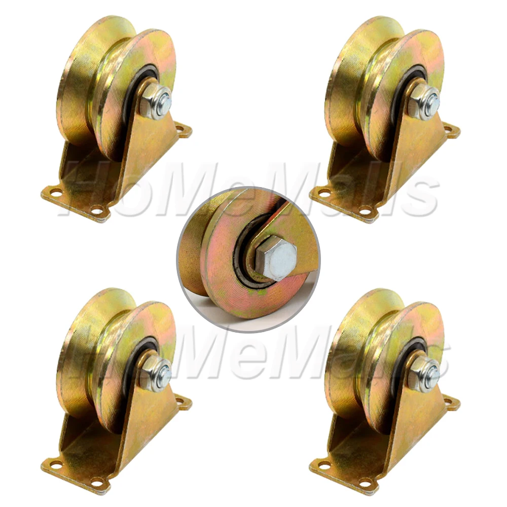 

4 шт., ролики для раздвижных ворот, стальные V-образные ролики для промышленных машин, V-образные дорожки, раздвижные ворота, рельсы для проволочной Веревки 1,2/2/2, 5/3 дюймов