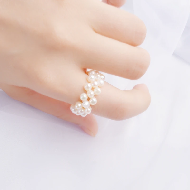 Женские плетеные кольца с натуральным пресноводным жемчугом ASHIQI модные