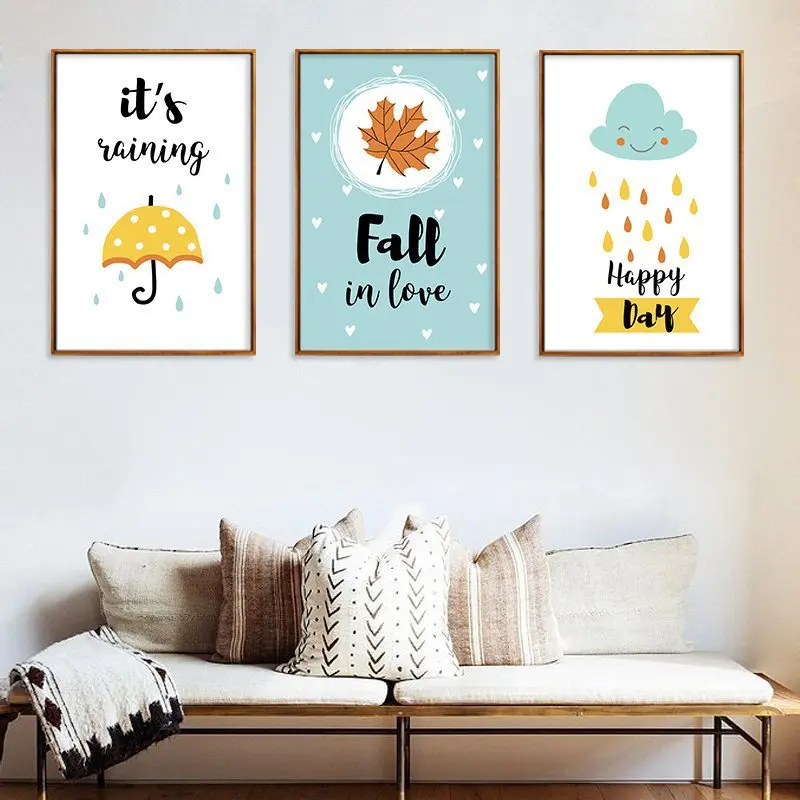 

Cartoon Canvas Printings Unframed Canvas Girl Nursery Wall Paintings Girl Bedroom Decoration Anime Poster Set Single
