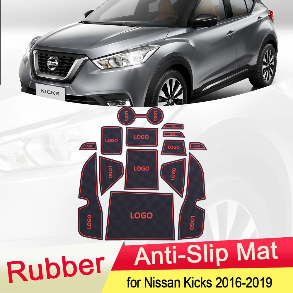 Для Nissan Kicks 2016 2017 2018 2019 резиновый противоскользящий коврик для двери Groove чашка