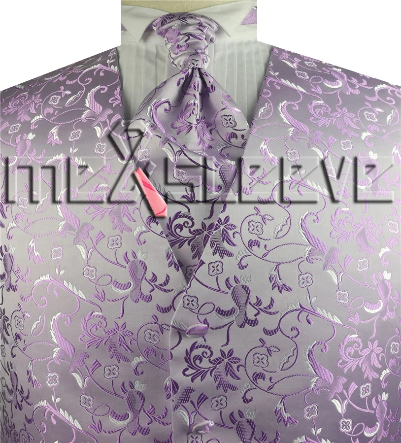 free shipping man's flower tailored tuxedo waistcoat set(vest+ascot tie+handkerchief