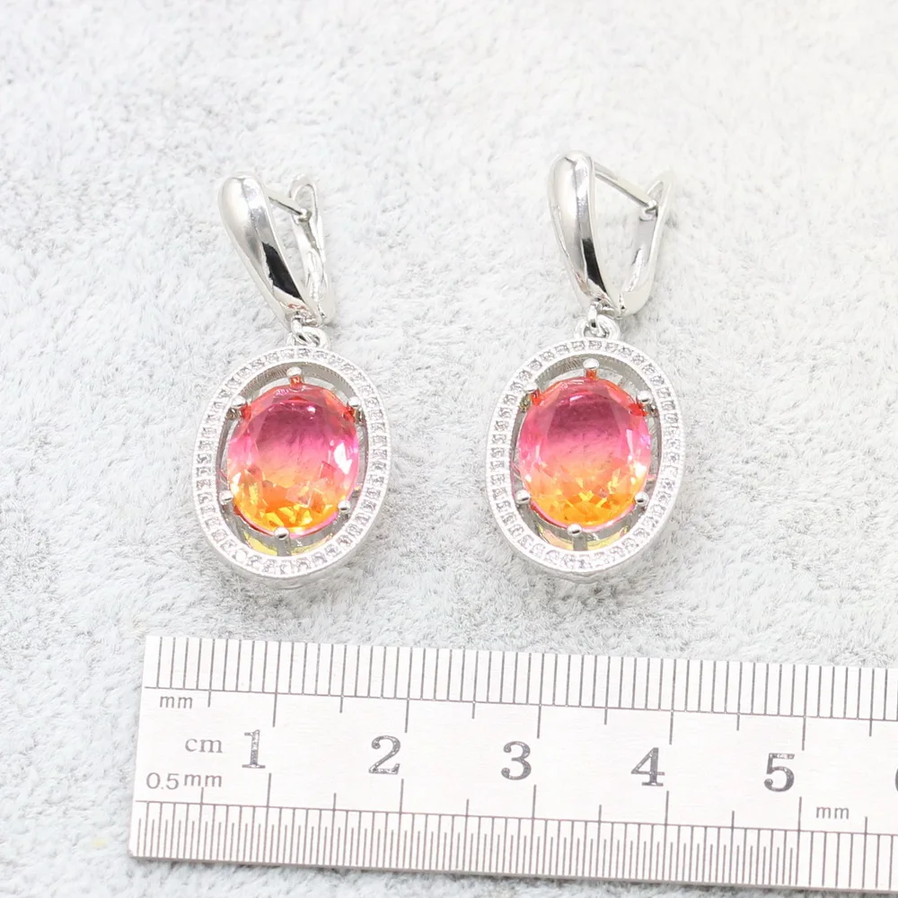 XUTAAYI Wedding Jewelry Sets Multicolor 925 Silver Earrings For Women Luxury Bracelet Rings Bridal Pendant Necklace Set | Украшения и