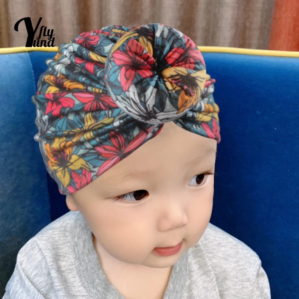 Yundfly 19*18 см винтажный принт шапка тюрбан для маленьких девочек Модный цветочный