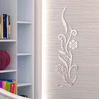 Самоклеящаяся акриловая зеркальная Настенная Наклейка с цветами и кристаллами баухинии, 3D наклейка для украшения комнаты