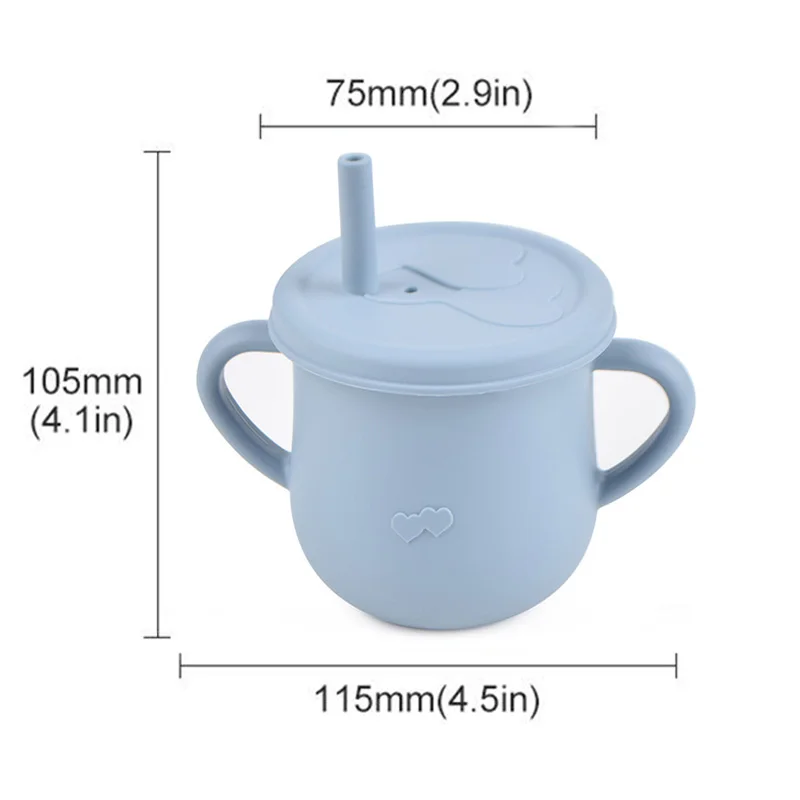 

Baby Training Cup Food Grade Silicone Cups Drinking Straw Cup Feeding Drinkware Cup Tableware Baby Binaural Anti-fall Water Cup