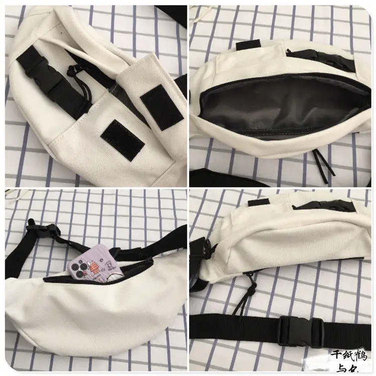 

Multifunctional Canvas Student Casual One-shoulder Diagonal Belt Bag Fashion Personality Mobile Phone Package All-match Bolsa